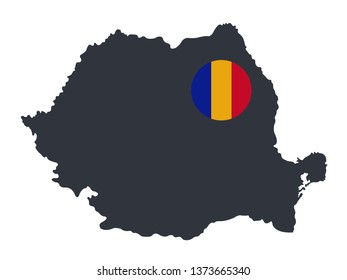 vector illustration of Romania map and flag