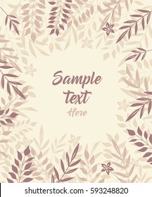 Vector illustration of romantic background with branches of leaves