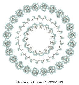 Vector Illustration of romantic  Background with brinia flower. Round border