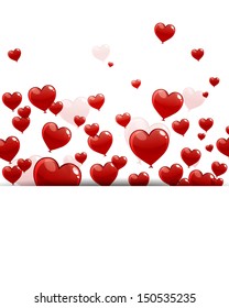 Vector Illustration of a Romantic Background with Heart Balloons