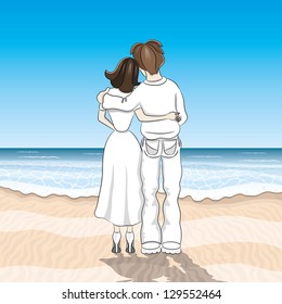 Vector illustration. Romantic couple.