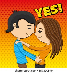 Vector illustration. Romantic couple.