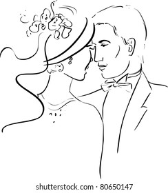 Vector Illustration of a Romantic Couple