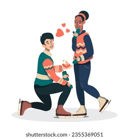 Vector Illustration of Romantic couple. Boyfriend and girlfriend on a white isolated background.