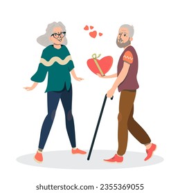 Vector Illustration of Romantic couple. Boyfriend and girlfriend on a white isolated background.