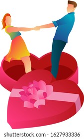 Vector illustration of a romantic couple. Template valentine day for landing page, website and mobile app concept
