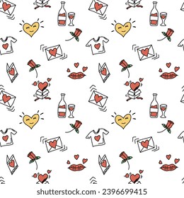 Vector illustration. Romantic doodle pattern for Valentines Day.