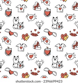 Vector illustration. Romantic doodle pattern for Valentines Day.