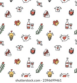 Vector illustration. Romantic doodle pattern for Valentines Day.