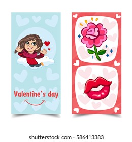 Vector illustration. Romantic greeting cards. Design greeting card on Valentine s Day.
