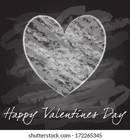 Vector illustration of romantic hand drawn style Valentine's Day background with heart drawn with chalk on blackboard