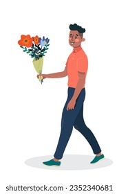 Vector Illustration of a romantic happy man or boyfriend on a white isolated background.