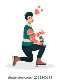 Vektorgrafik eines romantischen glücklichen Mannes oder Freundes auf weißem, isoliertem Hintergrund.