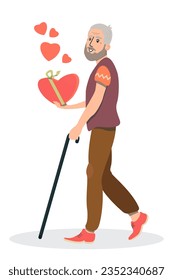 Vector Illustration of a romantic happy man or boyfriend on a white isolated background.