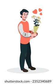 Ilustración vectorial de un hombre o novio romántico feliz con un fondo blanco aislado.