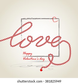 Vector illustration. Romantic love rope valentines day and wedding design elements