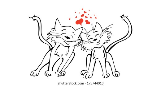Vector illustration with romantic lover cats for your design
