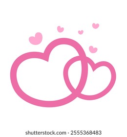 Vector illustration of romantic pink heart couple isolated on white background