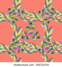 Vector illustration. Romantic seamless pattern with watercolor bouquet of abstract poppy flowers on a pink background. For backgrounds, textiles, wrapping papers, greeting cards.