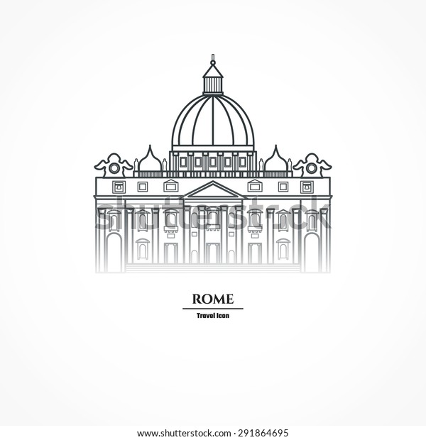 Vector Illustration Rome Landmark Outline Design Stock Vector (Royalty ...