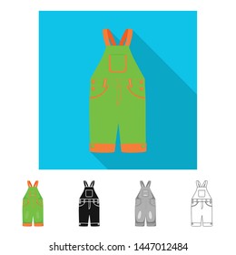 Vector illustration of romper and toddler logo. Collection of romper and suspenders stock symbol for web.