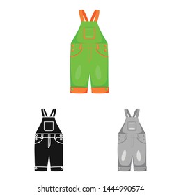 Vector illustration of romper and toddler symbol. Set of romper and suspenders vector icon for stock.