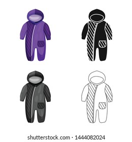 Vector illustration of rompers and clothing symbol. Collection of rompers and infant vector icon for stock.