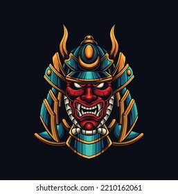 Vector illustration of ronin samurai with japanese style drawing
