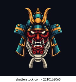 Vector illustration of ronin samurai with japanese style drawing