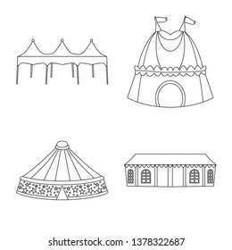 Vector illustration of roof and folding logo. Collection of roof and architecture stock symbol for web.