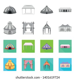 Vector illustration of roof and folding sign. Collection of roof and architecture stock vector illustration.