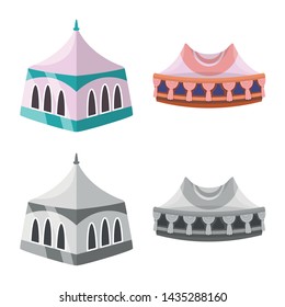 Vector illustration of roof and folding sign. Set of roof and architecture stock symbol for web.