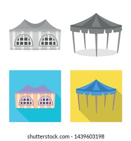 Vector illustration of roof and folding sign. Collection of roof and architecture stock symbol for web.