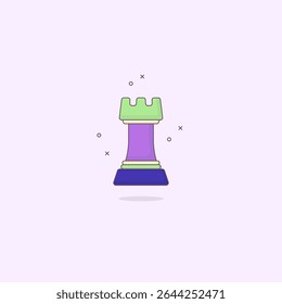 Vector illustration of Rook chess piece. cute chess piece design