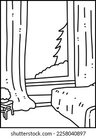 ilustración vectorial de la habitación en el hogar