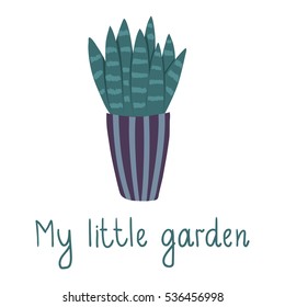 vector illustration of a room plant with hand written text