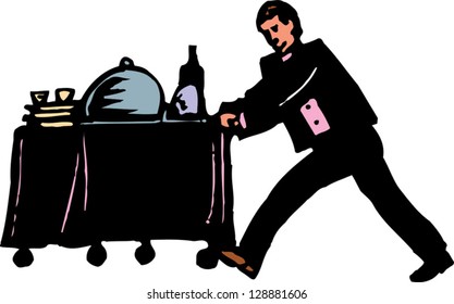 Vector illustration of room service