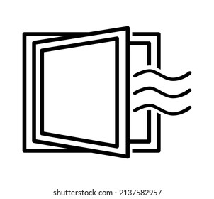 Ilustración vectorial del icono de ventilación de la habitación sobre fondo blanco.