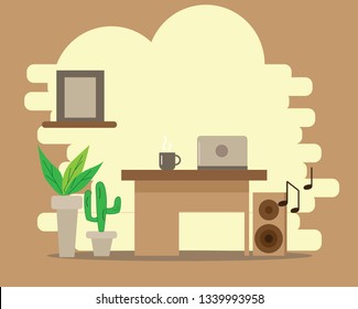 vector illustration room at work