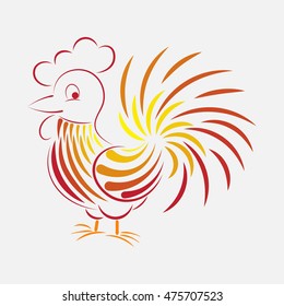 Vector illustration of rooster Chinese calendar.