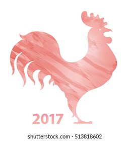 Vector illustration of rooster, Chinese calendar. Silhouette of red cock, Vector element for New Year design. Image year of Red Rooster. 2017
