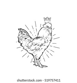Vector illustration - rooster. Chinese calendar symbol 