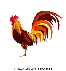 Vector Illustration of Rooster. Chinese calendar.