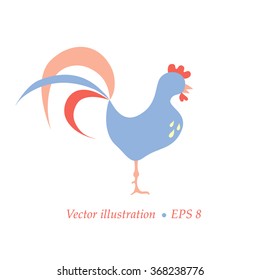 Vector illustration of rooster. Vector illustration of cock. Logotype design concept. Cartoon rooster isolated on white. Chinese year 2017 symbol