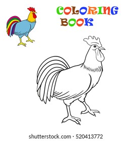 Vector illustration of a rooster. Coloring for kids