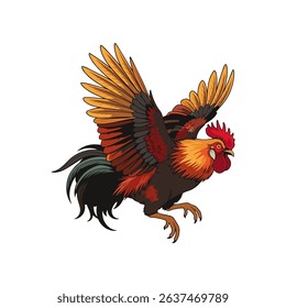 vector illustration of a rooster in flight