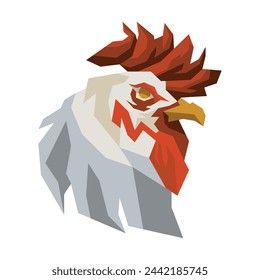 vector illustration of rooster in geometric or low poly style