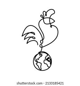 Vector illustration of rooster and globe icon