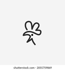Vector illustration of rooster icon monoline