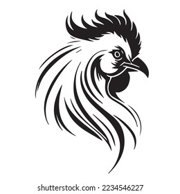 Vector illustration of rooster. Rooster logo vector silhouette